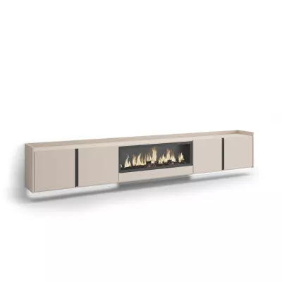 Meuble TV suspendu avec cheminée électrique et lumières LED