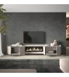 Mueble TV suspendido con chimenea eléctrica y luces LED