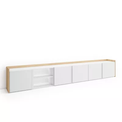 Meuble TV avec LED clair | blanc et chêne