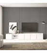 Mueble TV con LED claro | blanco y roble