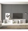 Meuble TV avec LED clair | blanc et chêne