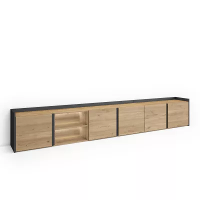 Mueble TV con LED | Roble y negro