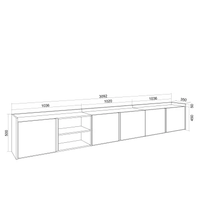 Meuble TV avec LED | Chêne et noir