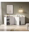 Aparador con luces LED claro | Blanco y roble