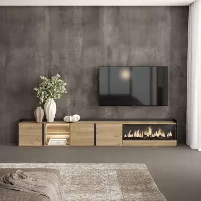 Mueble TV con chimenea eléctrica y luces LED