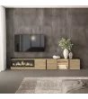 Mueble TV con chimenea eléctrica y luces LED