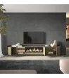 Meuble TV avec cheminée électrique et lumières LED style industriel
