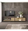 Mueble TV con chimenea eléctrica y luces LED estilo industrial