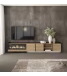 Mueble TV con chimenea eléctrica y luces LED suspendido