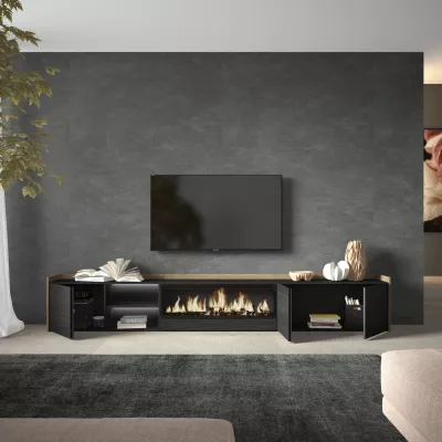 Meuble TV avec cheminée électrique et lumière LED