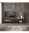 Meuble TV avec cheminée électrique et éclairage LED style industriel
