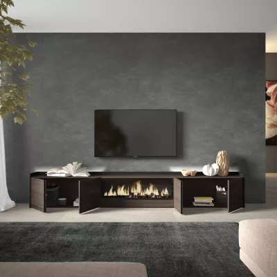 Mueble TV con chimenea eléctrica y luz LED