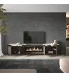 Mueble TV con chimenea eléctrica y luces LED estilo industrial