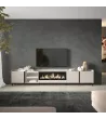 Mueble TV con chimenea eléctrica y luces LED estilo industrial