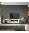 Mueble TV con chimenea eléctrica y luces LED estilo industrial