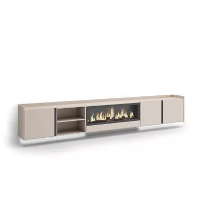 Meuble TV suspendu avec cheminée électrique et lumières LED