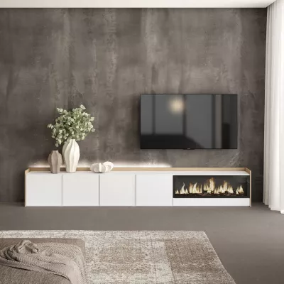 Meuble TV avec cheminée électrique et lumières LED