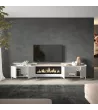 Mueble TV con chimenea eléctrica y luces LED estilo industrial