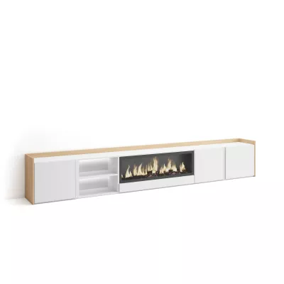 Mueble TV con chimenea eléctrica y luces LED