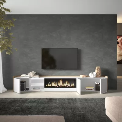 Mueble TV con chimenea eléctrica y luces LED