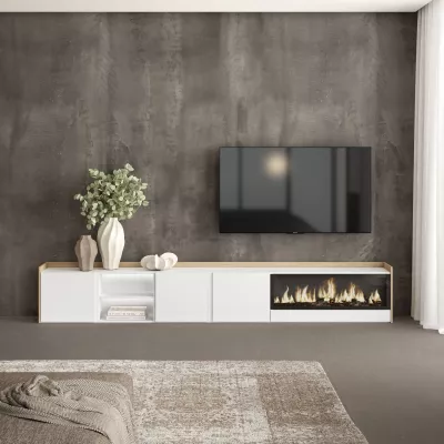 Mueble TV con chimenea eléctrica y luces LED