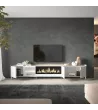 Mueble TV con chimenea eléctrica y luces LED diseño industrial