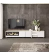 Mueble TV con chimenea eléctrica y luces LED diseño industrial