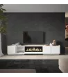 Mueble TV con chimenea eléctrica y luces LED y suspendido