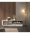 Mueble TV suspendido con chimenea eléctrica y luces LED