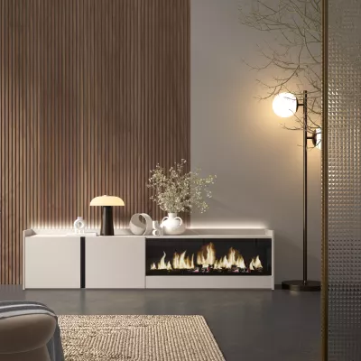 Meuble TV avec cheminée électrique et lumières LED