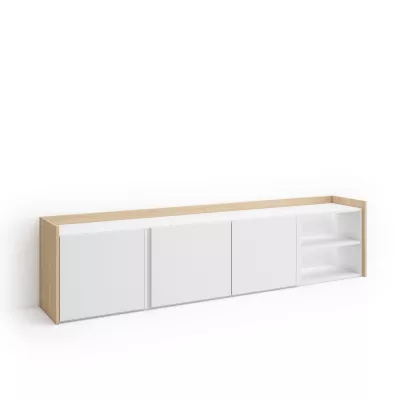 Mueble TV con luces LED claro | Blanco y roble