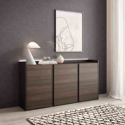 Buffet avec lumières LED | Chêne foncé et Noir