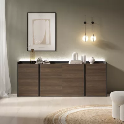 Buffet avec LED | Chêne foncé et noir