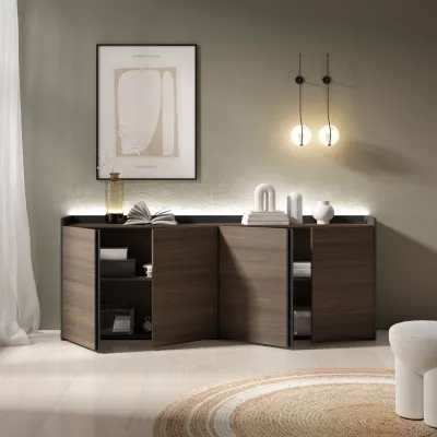 Buffet avec LED | Chêne foncé et noir