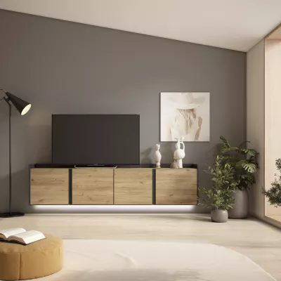 Meuble TV suspendu et lumières LED