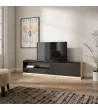 Mueble TV con luces LED | negro y roble