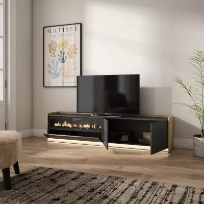 Mueble TV con chimenea eléctrica y luces LED