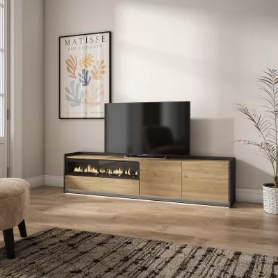Meuble TV avec cheminée électrique et lumières LED