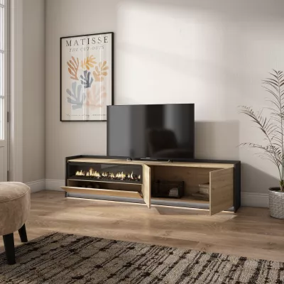 Mueble TV con chimenea eléctrica y luces LED