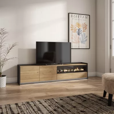 Meuble TV avec cheminée électrique et lumières LED