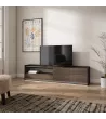 Meuble TV avec LED | Chêne foncé et noir