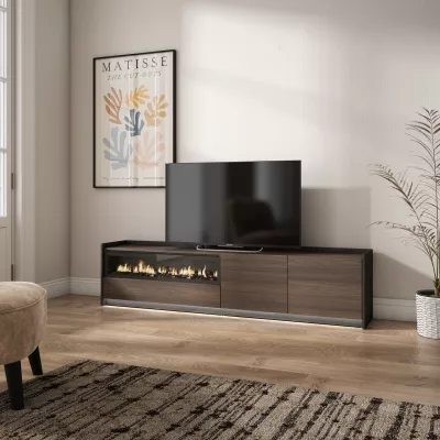 Mueble TV con chimenea eléctrica y luces LED
