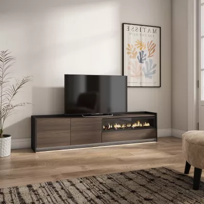 Mueble TV con chimenea eléctrica y luces LED