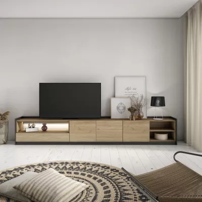 Mueble TV con luces LED | Roble y negro