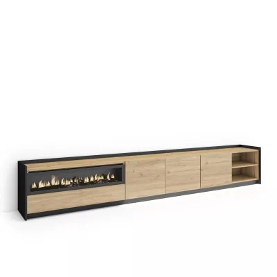 Meuble TV avec cheminée électrique et éclairage LED