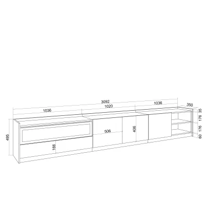 Meuble TV avec cheminée électrique et éclairage LED