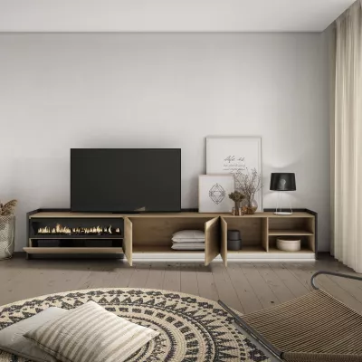Mueble TV con chimenea eléctrica y luz LED