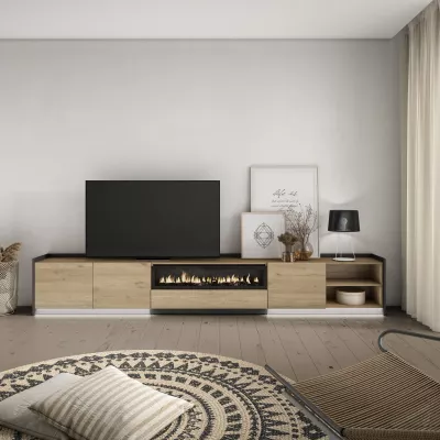Mueble TV con chimenea eléctrica y luz LED