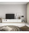 Mueble TV con luces LED en claro | blanco y roble