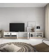Mueble TV con luces LED en claro | blanco y roble